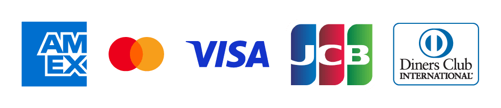 American Express, Mastercard, Visa, JCB, Diners Club